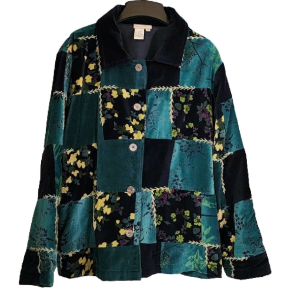 Floral Velveteen Patchwork Jacket XL